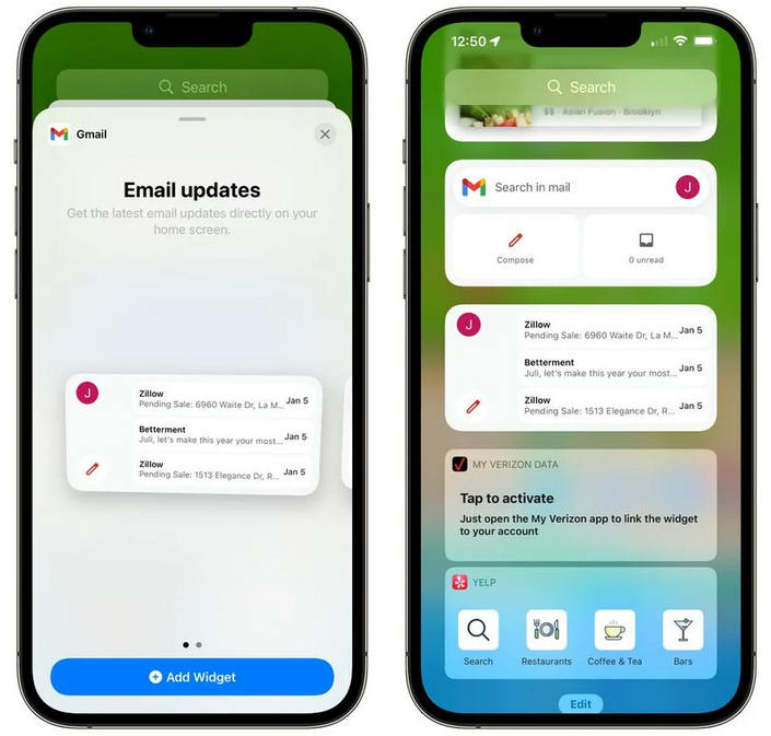 aktualizacja aplikacja widżet Gmail iPhone iOS