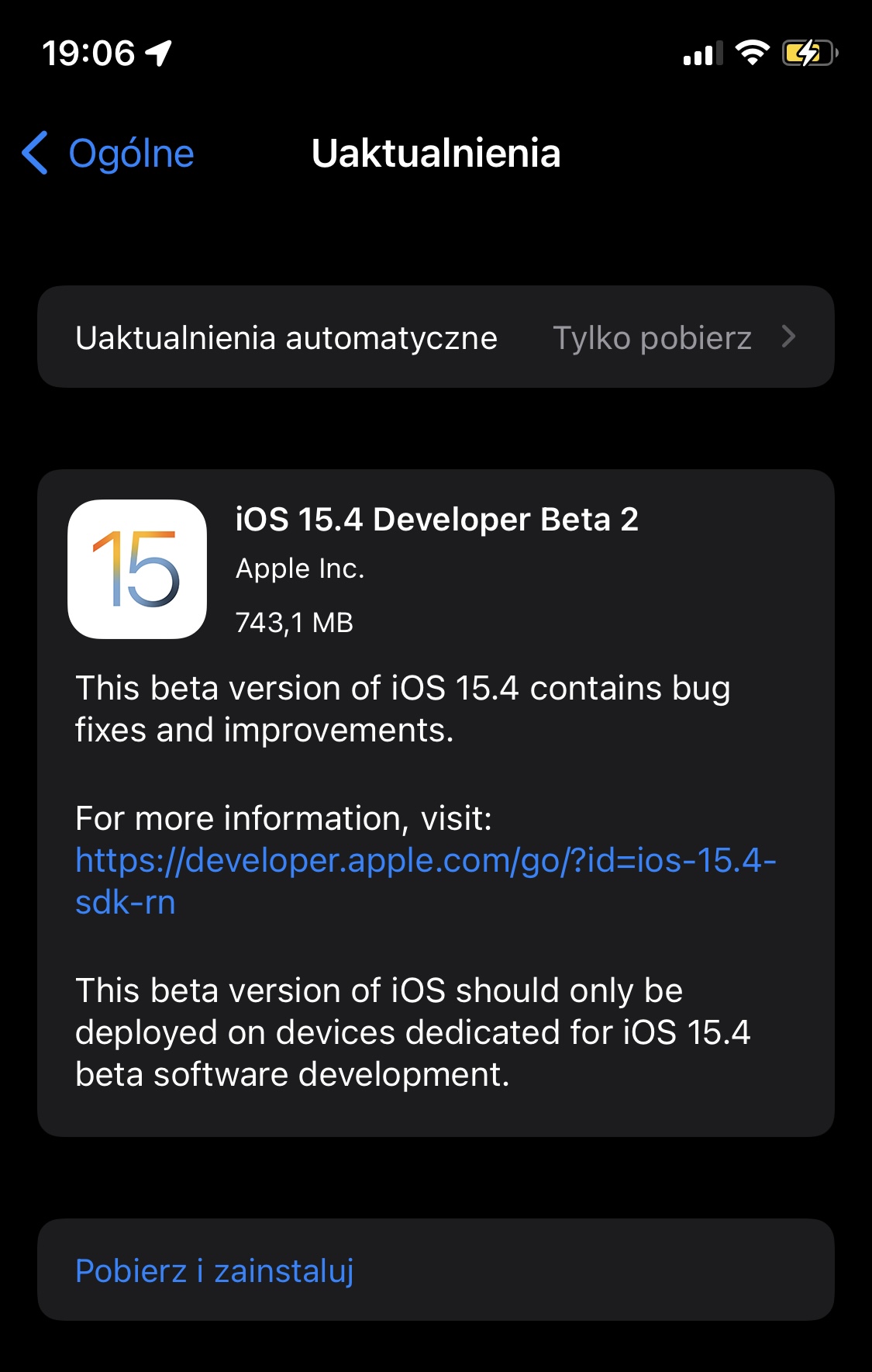 aktualizacja iOS 15.4 beta 2 Apple iPhone