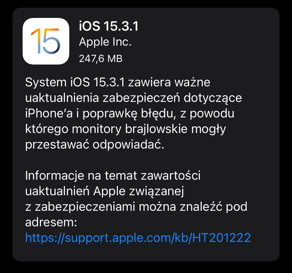 aktualizacja iOS 15.3.1 co nowego nowości zmiany Apple iPhone