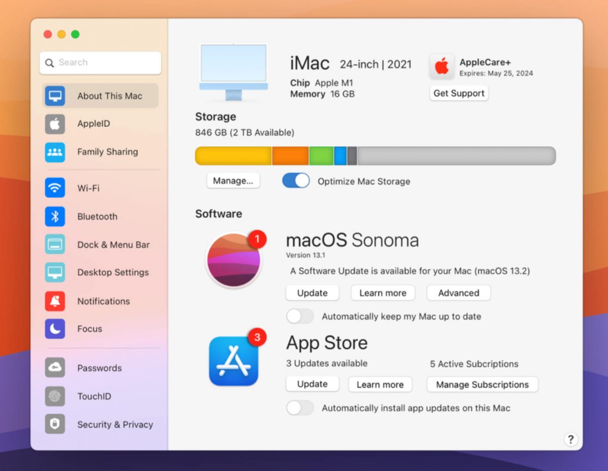 macOS 13 Mammoth preferencje systemowe ustawienia