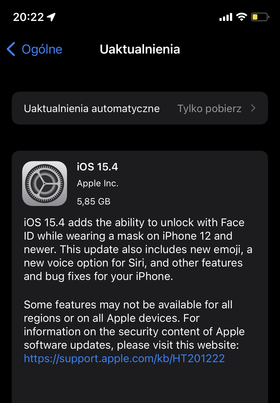 ios 15.4 rc iPadOS 15.4 co nowego nowości Apple aktualizacja