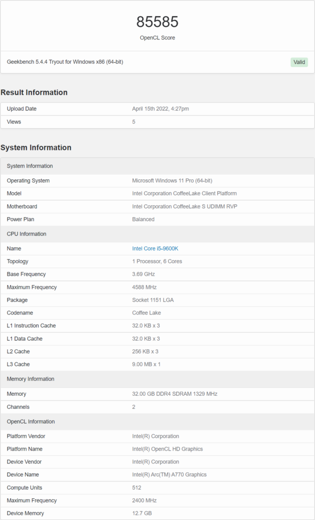 karta grafiki Intel Arc Alchemist A770 cena specyfikacja techniczna