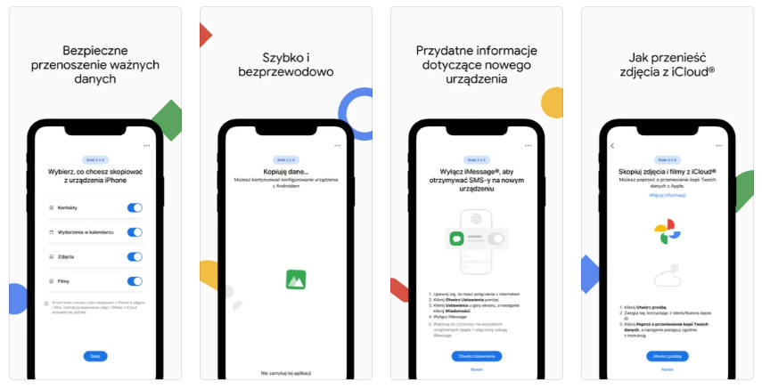 jak przenieść dane z iPhone na Android aplikacja przejdź na Androida switch to iOS