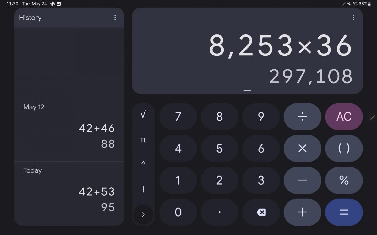 aplikacje na tablety Kalkulator Google 8.2 podzielony widok