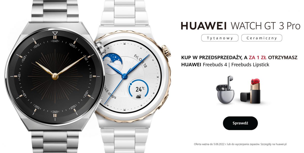 przedsprzedaż Huawei Watch GT 3 Pro cena gratis