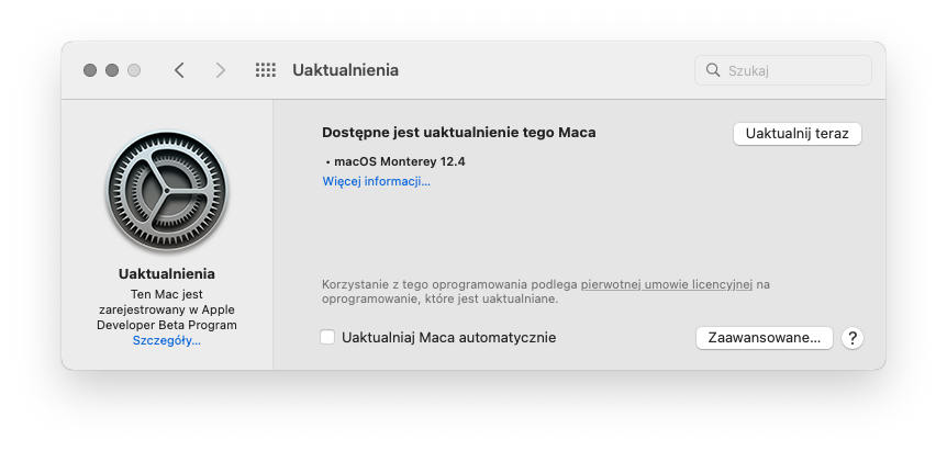 aktualizacja macOS 12.4 RC co nowego nowości Apple Mac uniwersalna kontrola