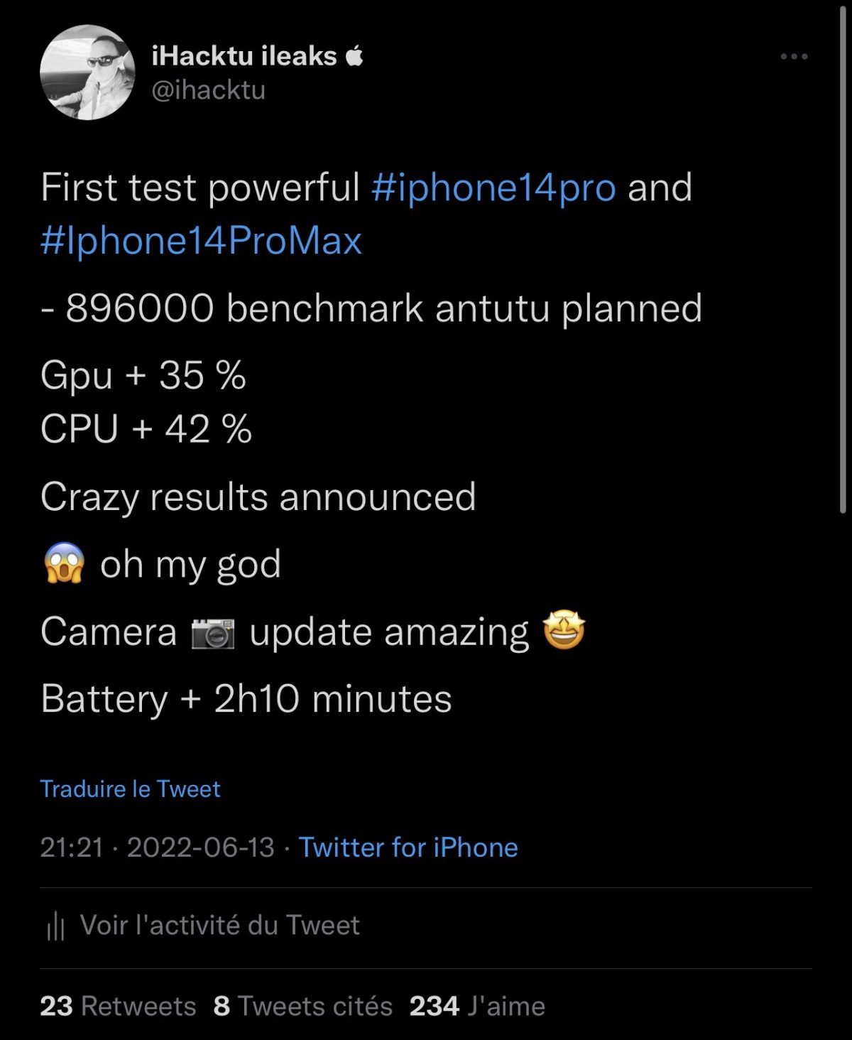 Apple iPhone 14 Pro Max czas pracy na baterii