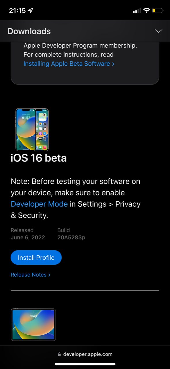 profil iOS 16 beta 1 Apple Phone skąd gdzie pobrać jak zainstalować