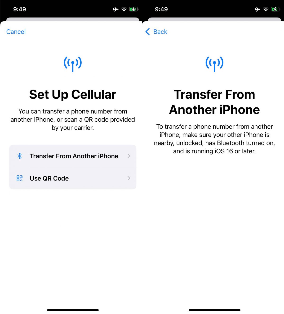 iOS 16 transfer eSIM Bluetooth iPhone