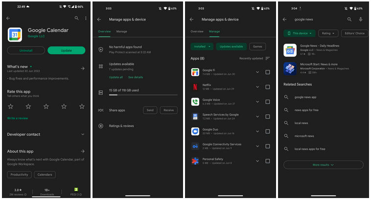 Sklep Google Play nowe przyciski Material You