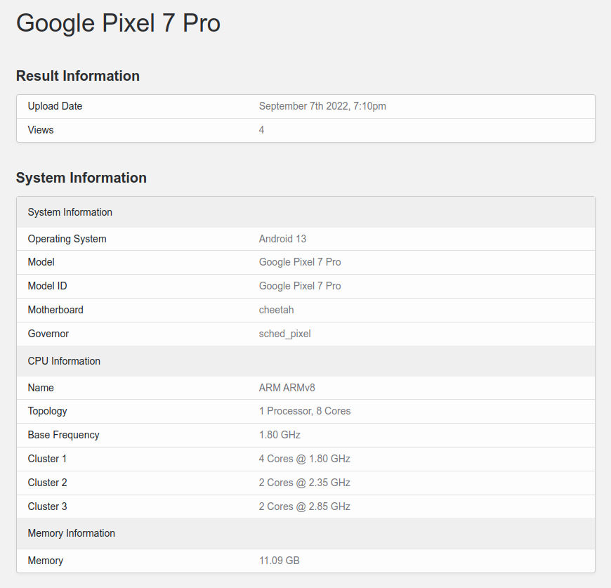 Google Pixel 7 Pro Tensor G2 benchmarki specyfikacja
