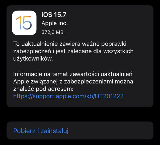 iOS 15.7 iPadOS 15.7 aktualizacja co nowego nowości