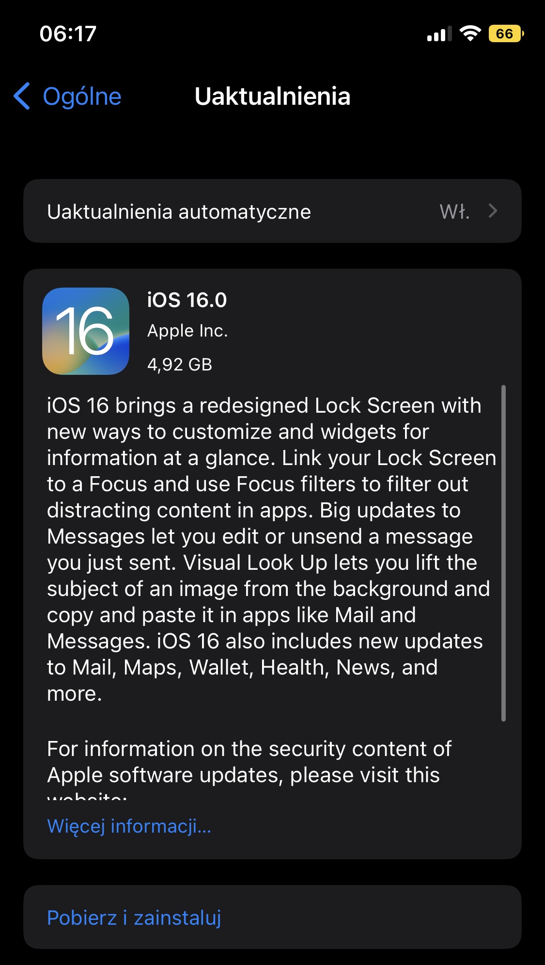 iOS 16 RC Apple wykaz nowości