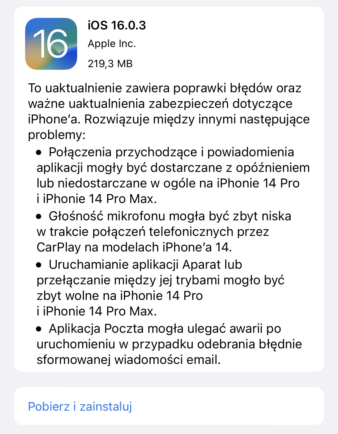 aktualizacja iOS 16.0.3 co nowego iPhone nowości