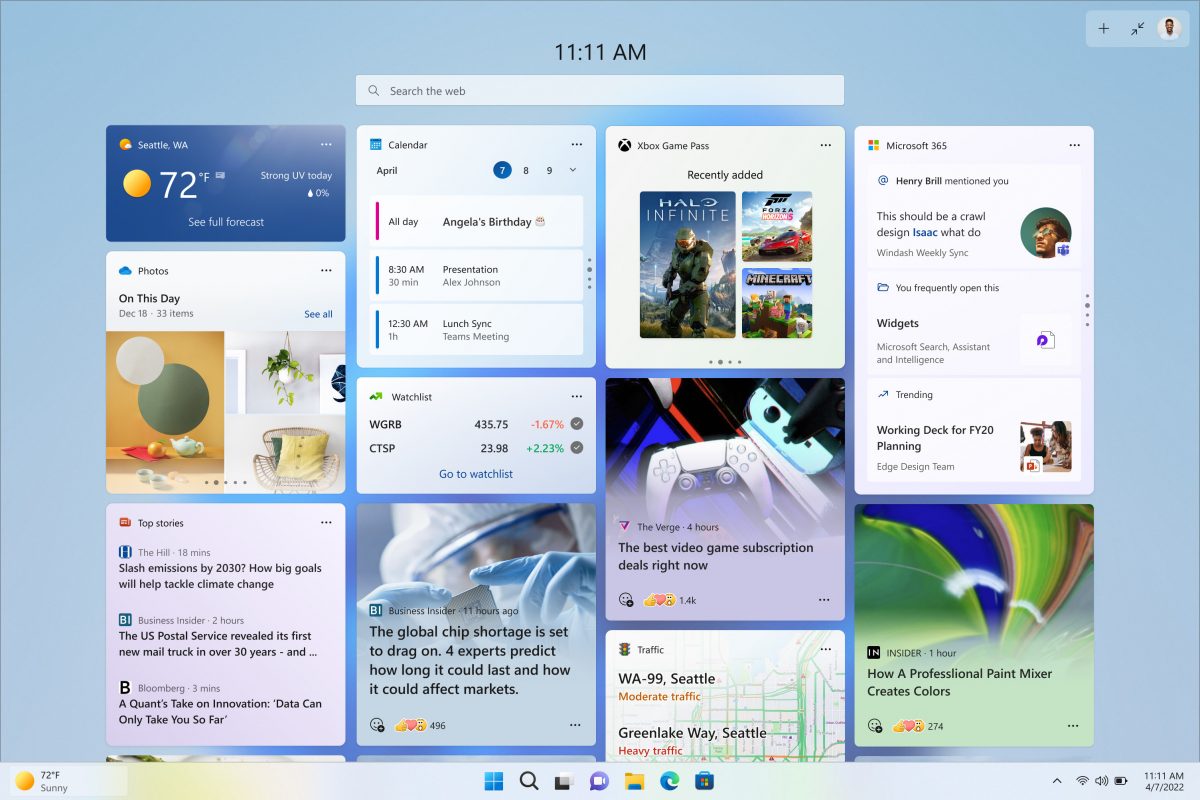 Windows 11 beta rozszerzony widok widżety