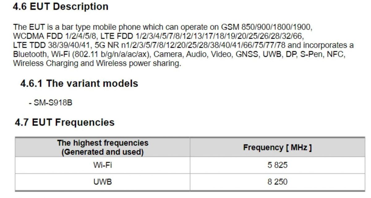 Samsung Galaxy S23 Ultra S Pen FCC