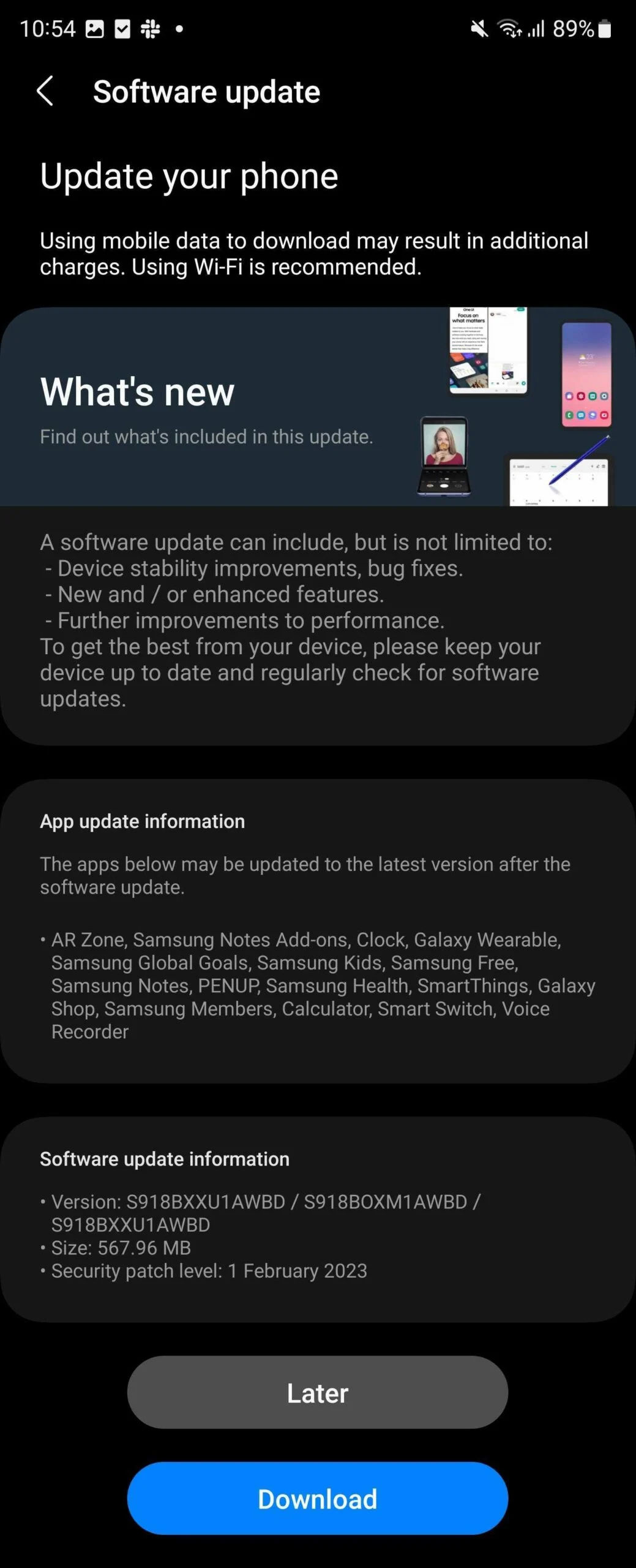Samsung Galaxy S23 Ultra aktualizacja One UI 5.1
