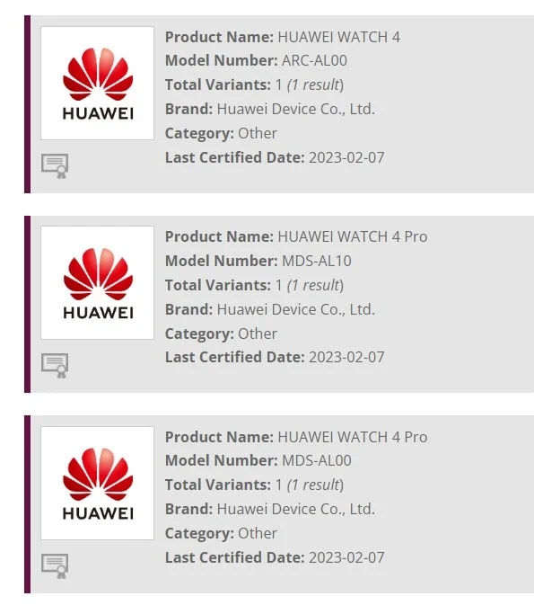 smartwatch Huawei Watch 4 Pro certyfikaty