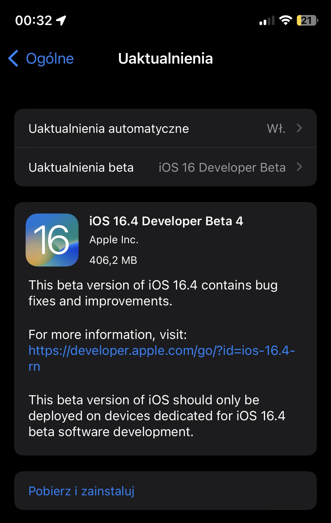 iOS 16.4 beta 4 aktualizacja iPhone Apple