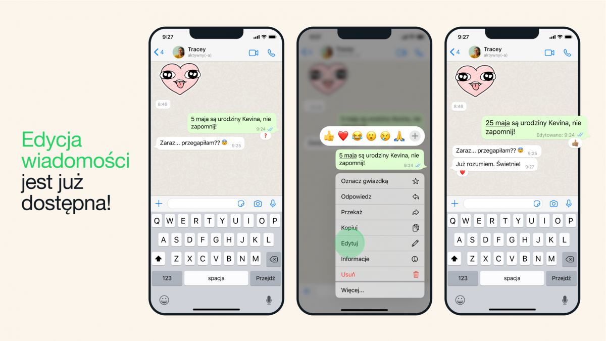 WhatsApp edycja wiadomości nowości