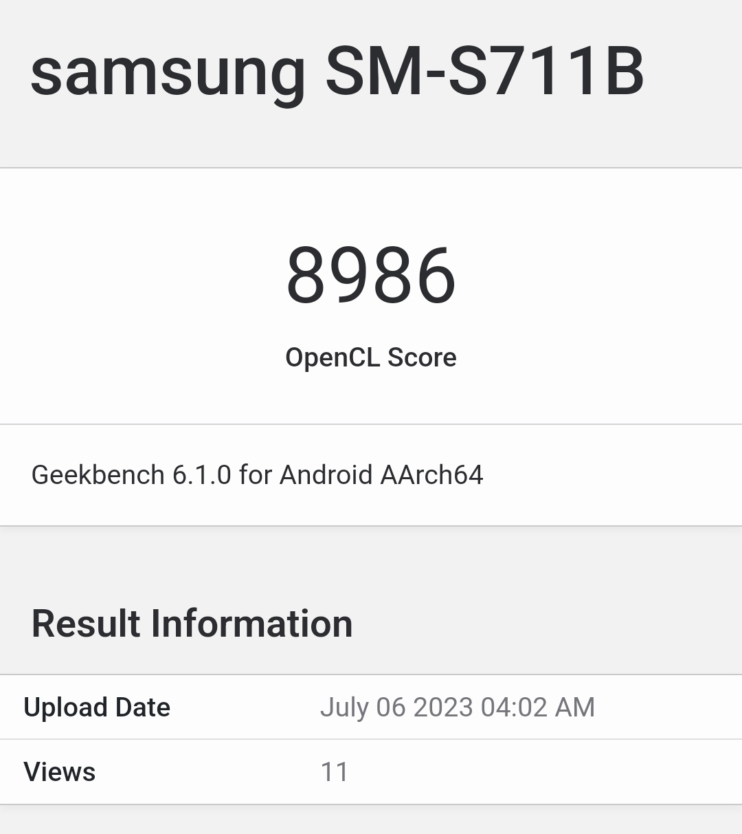 Samsung Galaxy S23 FE Geekbench Exynos 2200
