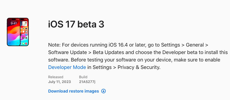 iOS 17 beta 3 nowa aktualizacja Apple publiczne testy