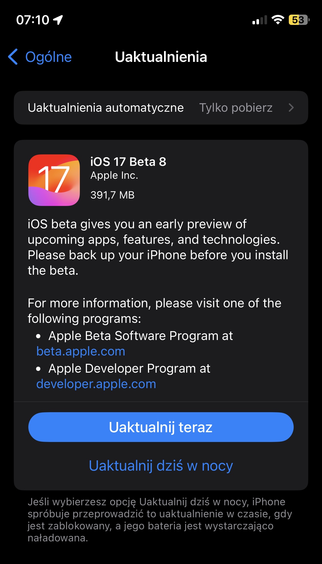 iOS 17 beta 8 iPhone 15 data premiery Apple