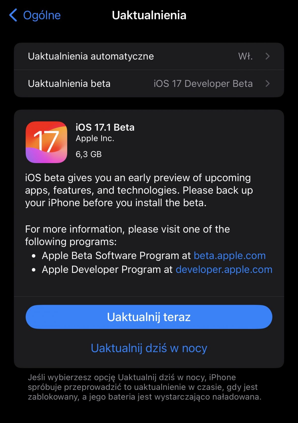 aktualizacja iOS 17.1 beta 1 co nowego nowości
