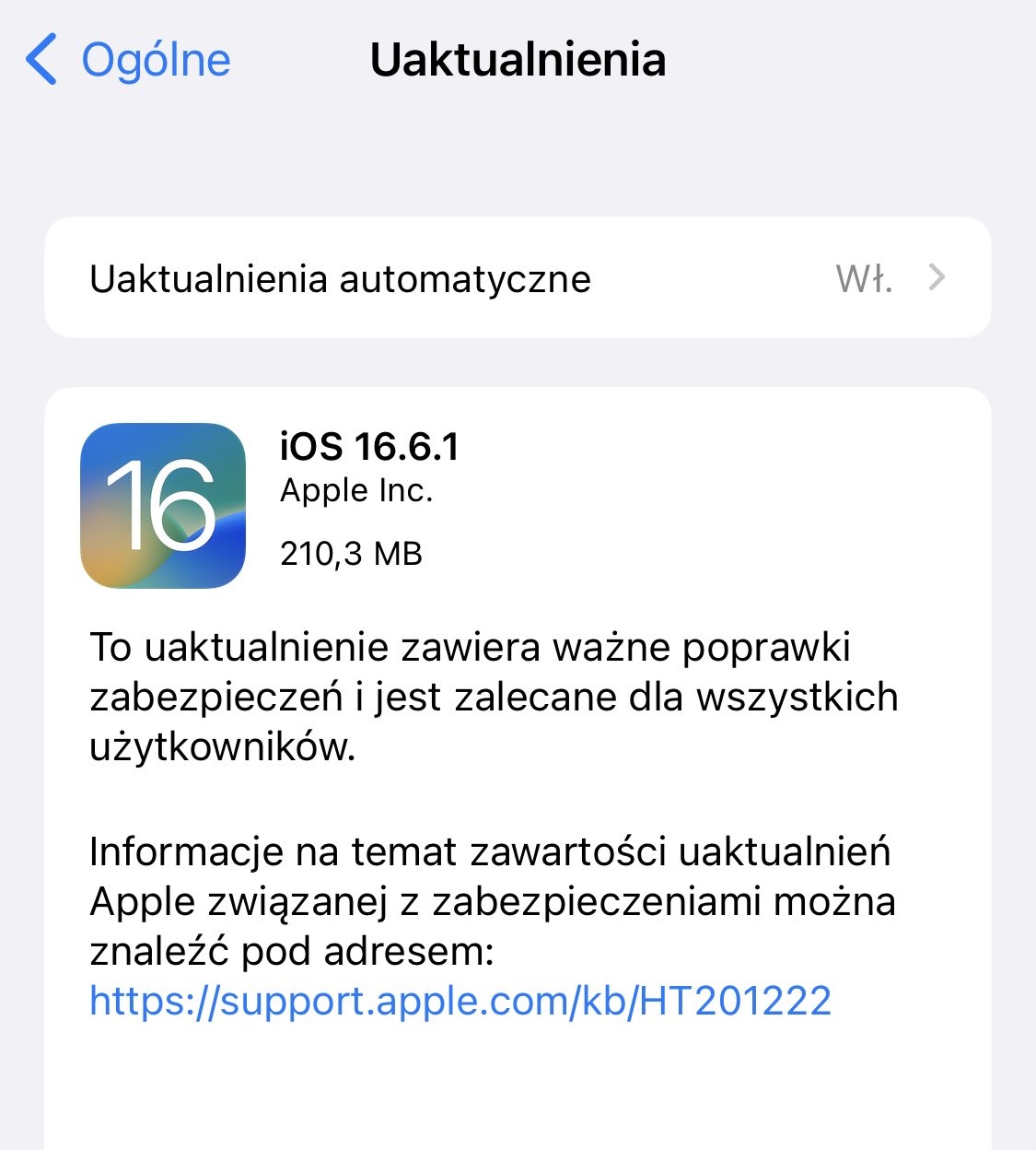 aktualizacja iOS 16.6.1 Apple iPhone