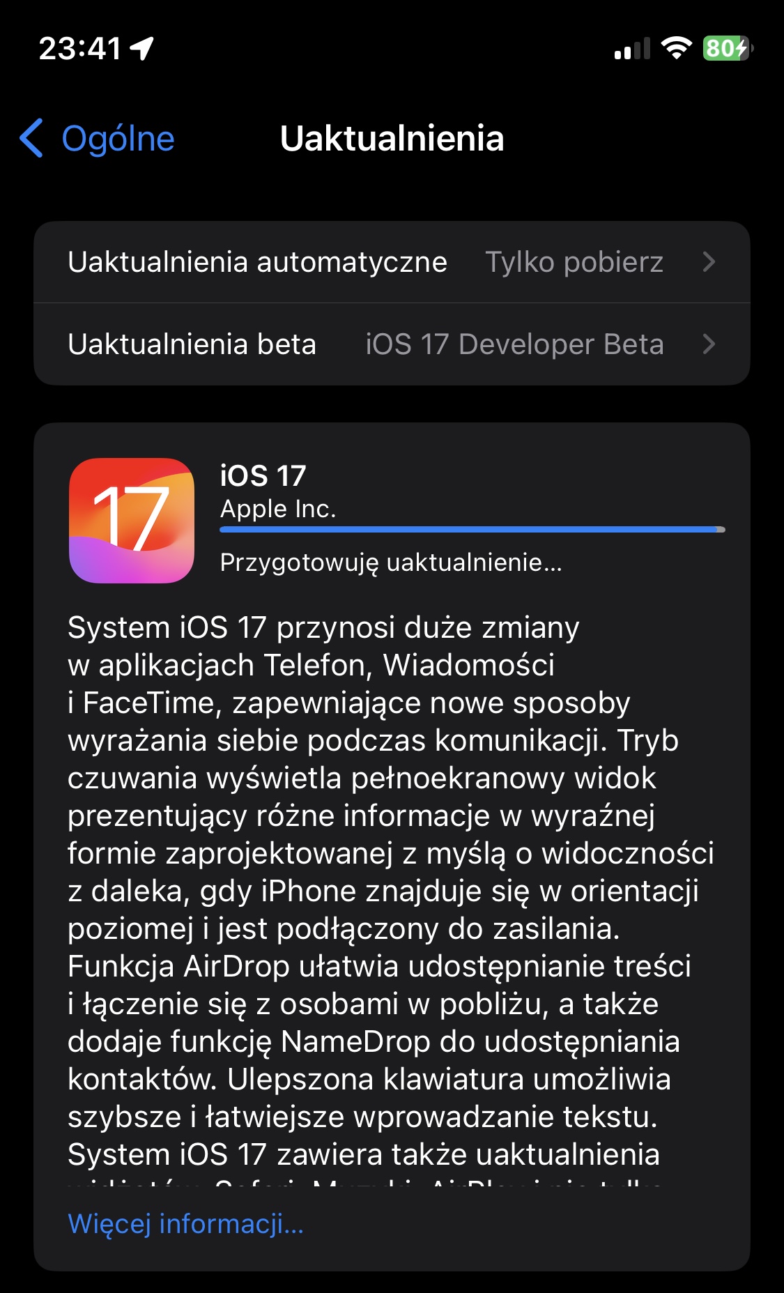 aktualizacja iOS 17 RC iPadOS 17 RC co nowego nowości