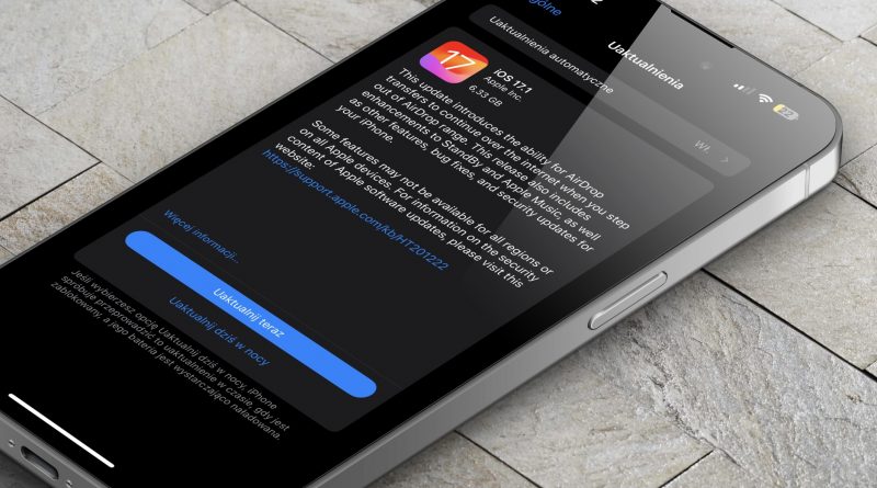 aktualizacja iOS 17.1 co nowego wykaz zmian nowości jak zainstalować