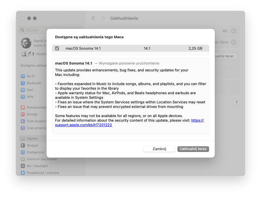 aktualizacja macOS 14.1 watchOS 10.1 co nowego nowości