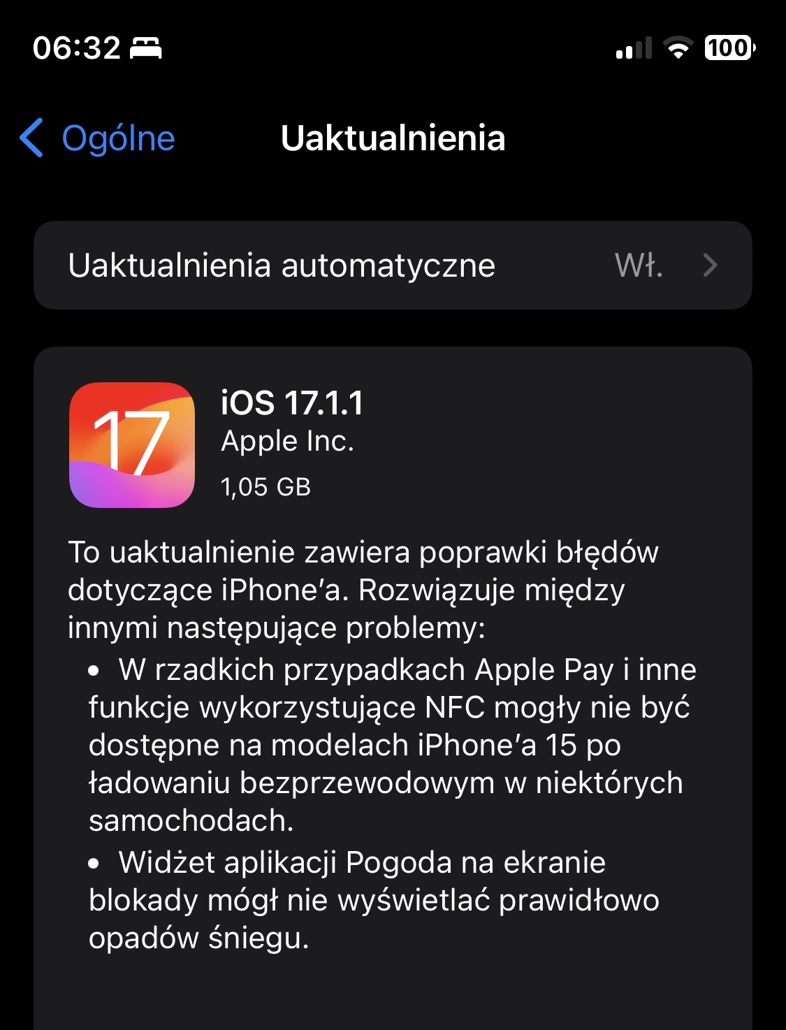 aktualizacja iOS 17.1.1 watchOS 10.1.1 macOS 14.1.1 co nowego nowości Apple iPhone