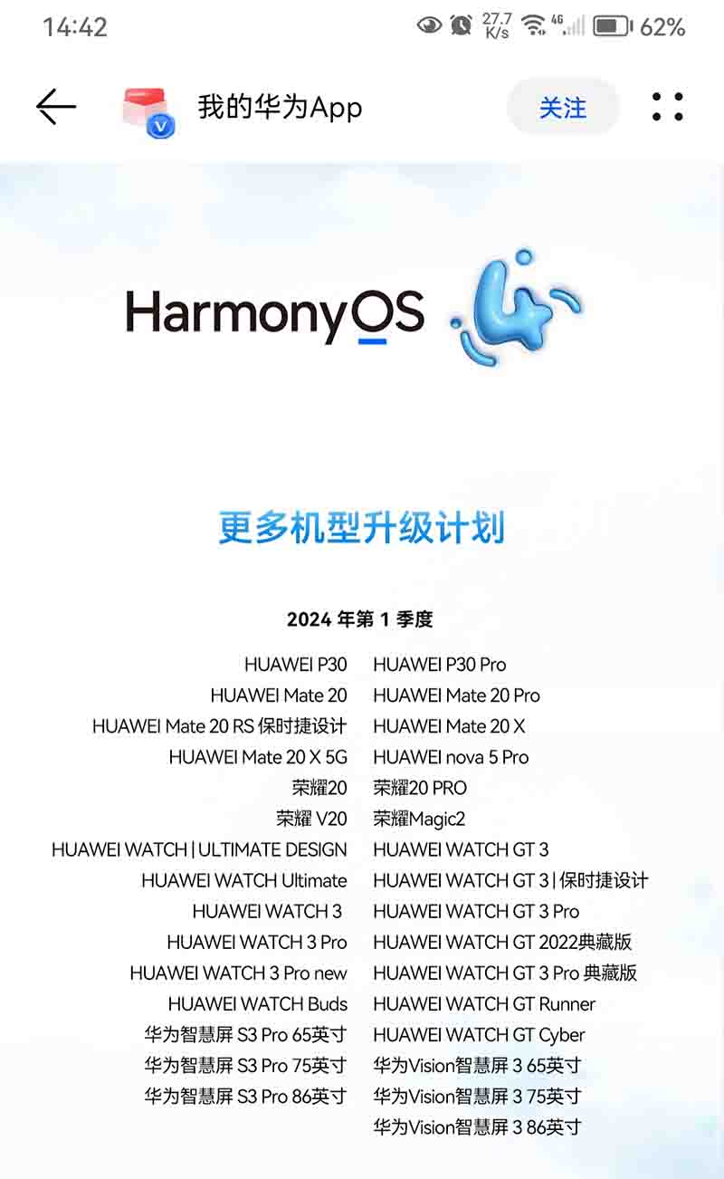 Huawei P30 Mate 20 kiedy aktualizacja HarmonyOS 4