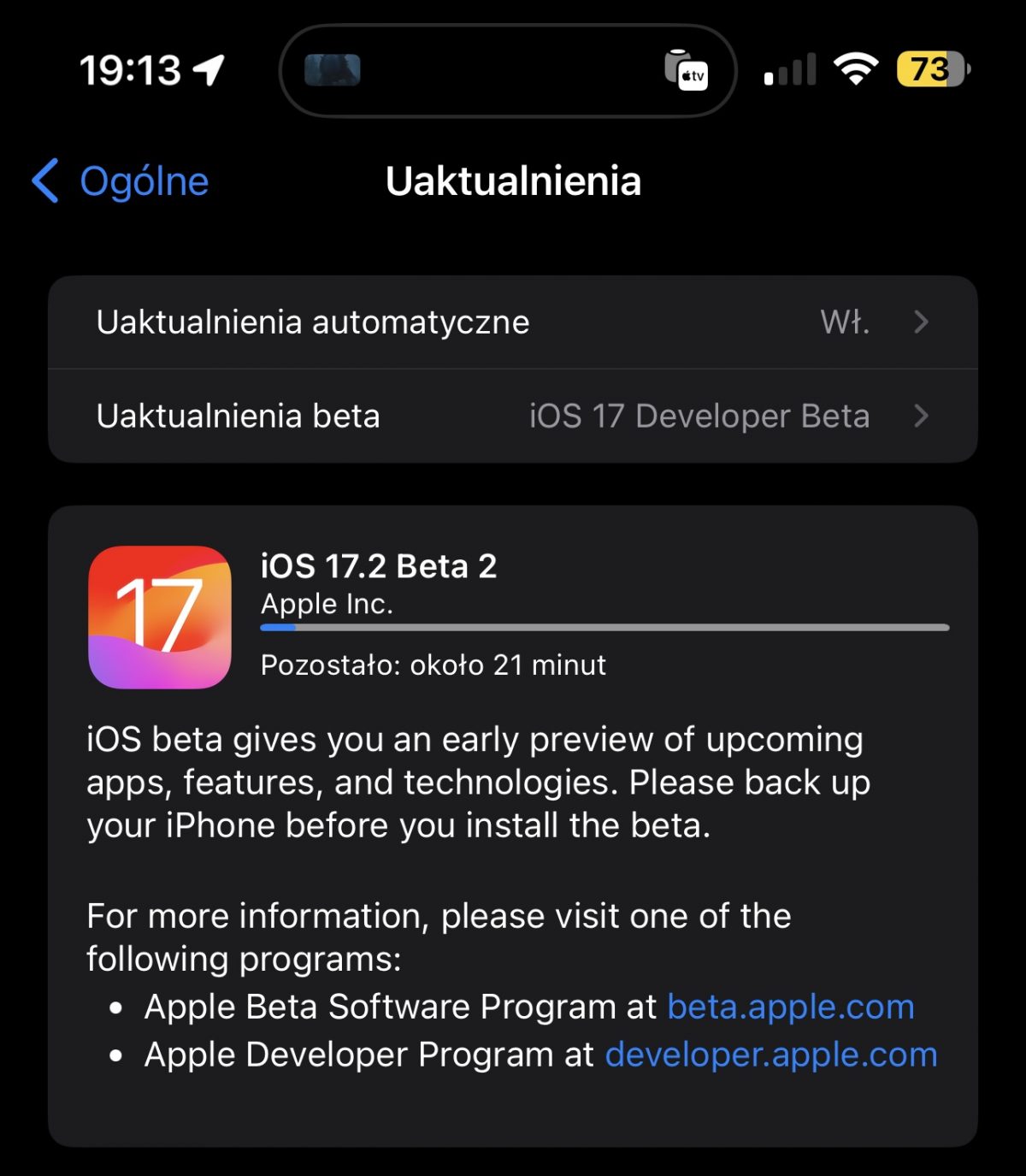 aktualizacja iOS 17.2 beta 2 Apple iPhone