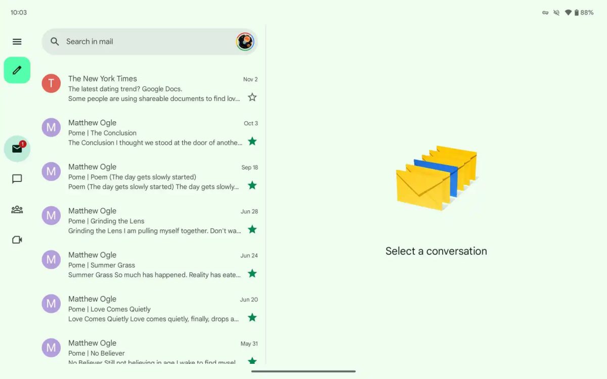 aplikacja Gmail na tablety z Androidem zmiany