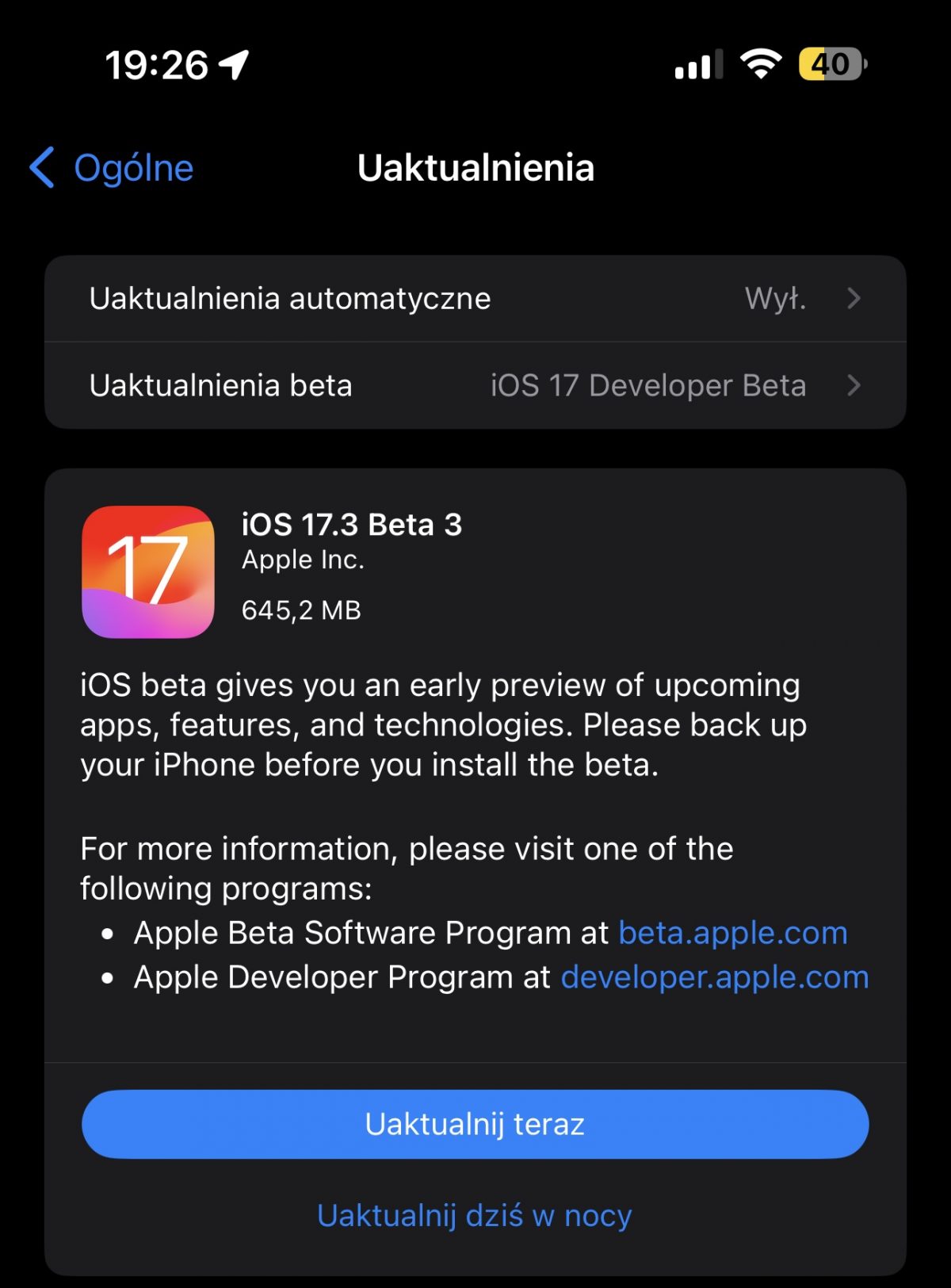 aktualizacja iOS 17.3 beta 3 Apple iPhone