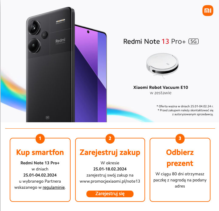 przedsprzedaż Redmi Note 13 Pro Plus 5G w Polsce robot Xiaomi