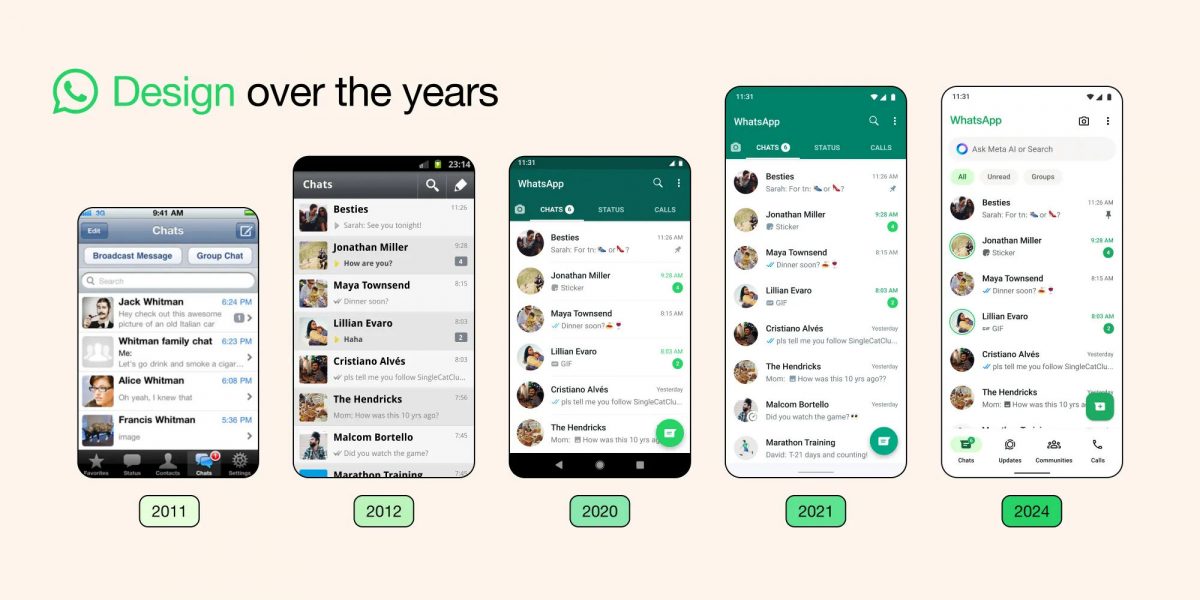 WhatsApp nowy wygląda aplikacja na Androida iOS zmiany